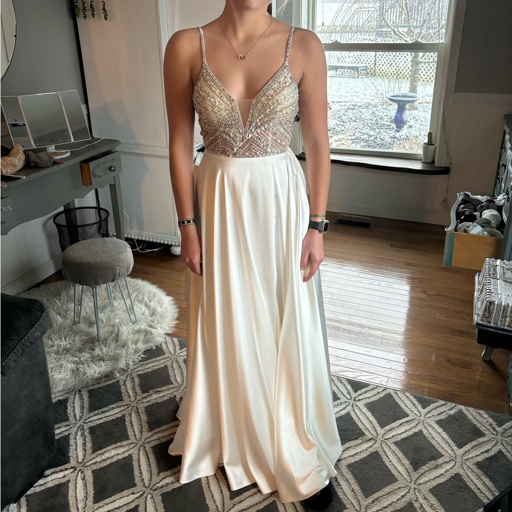Gorgeous white prom formal dress